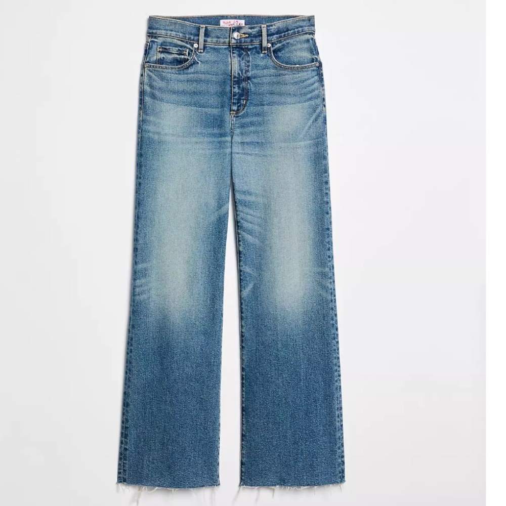 LOFT curvy high waist Straight Leg Jeans grayed hem